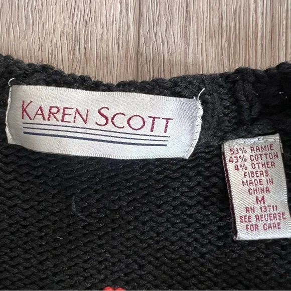 Vintage Halloween Sweater Vest Black Orange Pumpkins - Picture 12 of 13